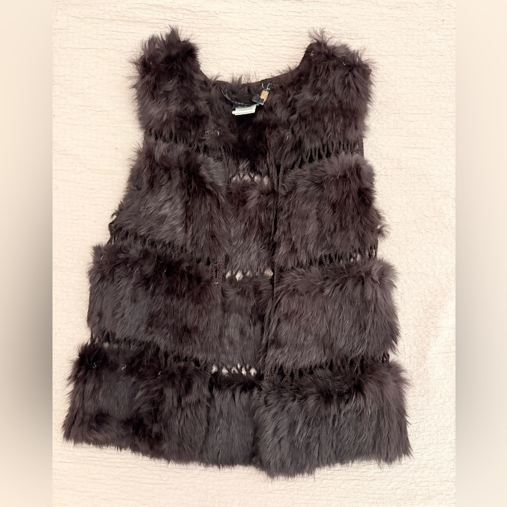 BCBGMaxAzria Faux Fur Vest in Charcoal